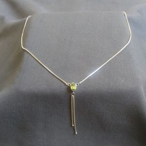 925 Silver necklace with Green Gem